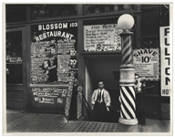 Berenice Abbott Signed 14 x 11 Photograph of Blossom Restaurant, 103 Bowery between Grand and Hester Streets